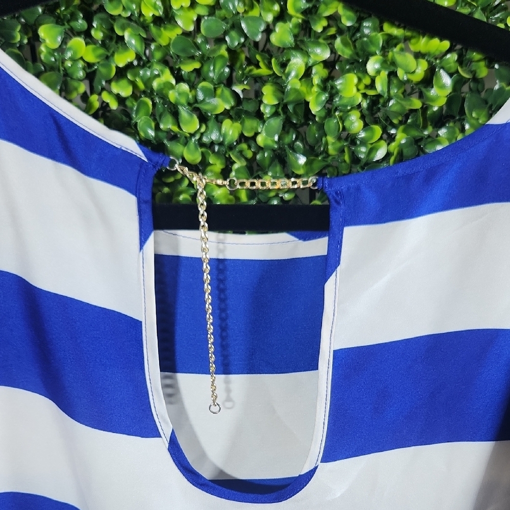 The Limited Blue White Striped Boxy Short Sleeve Tee - Picture 7 of 9